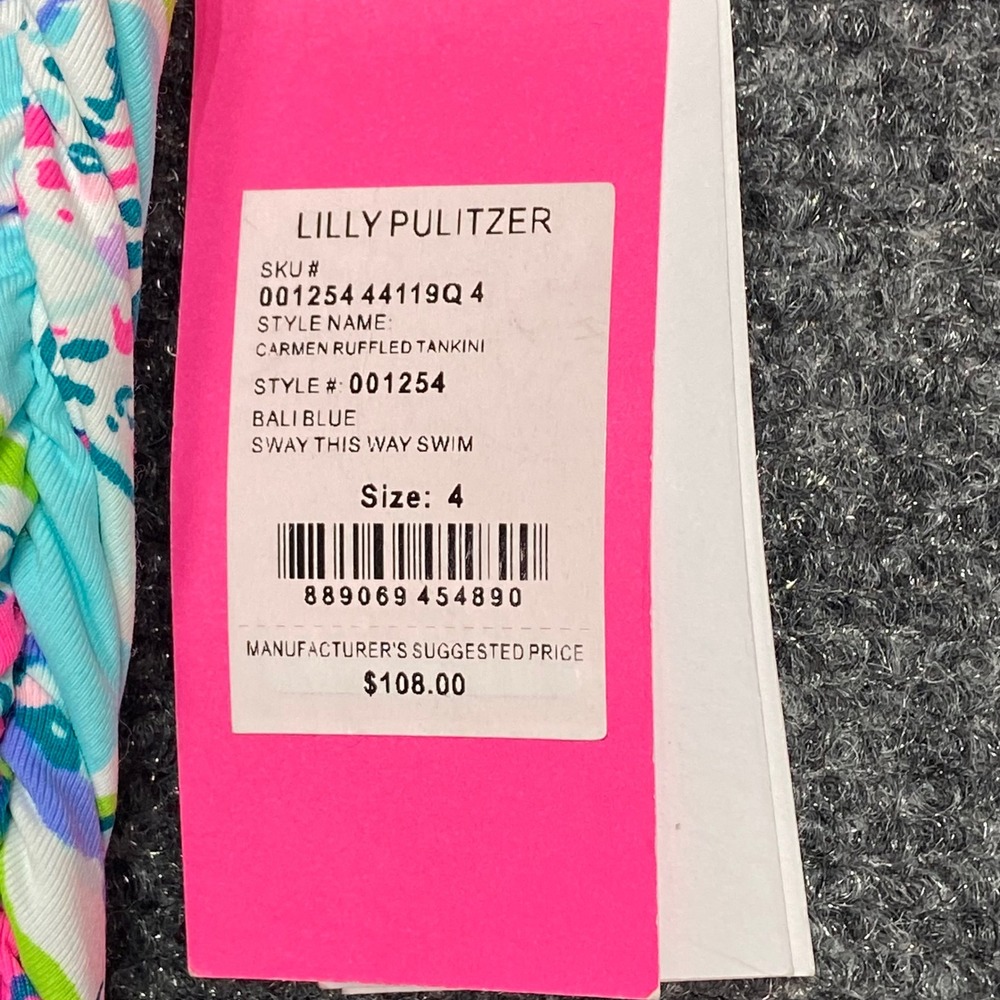 Lilly Pulitzer Carmen Ruffled Tankini Top Bali Blue Sway This‎ Way Swim Size 4 - Picture 7 of 13